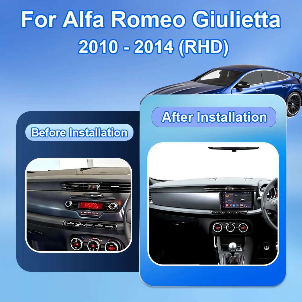 Car Radio GPS Navigation For Alfa Romeo Giulietta 2010 - 2014 RHD Wireless Carplay Video Multimedia Player Android Auto BT DSP