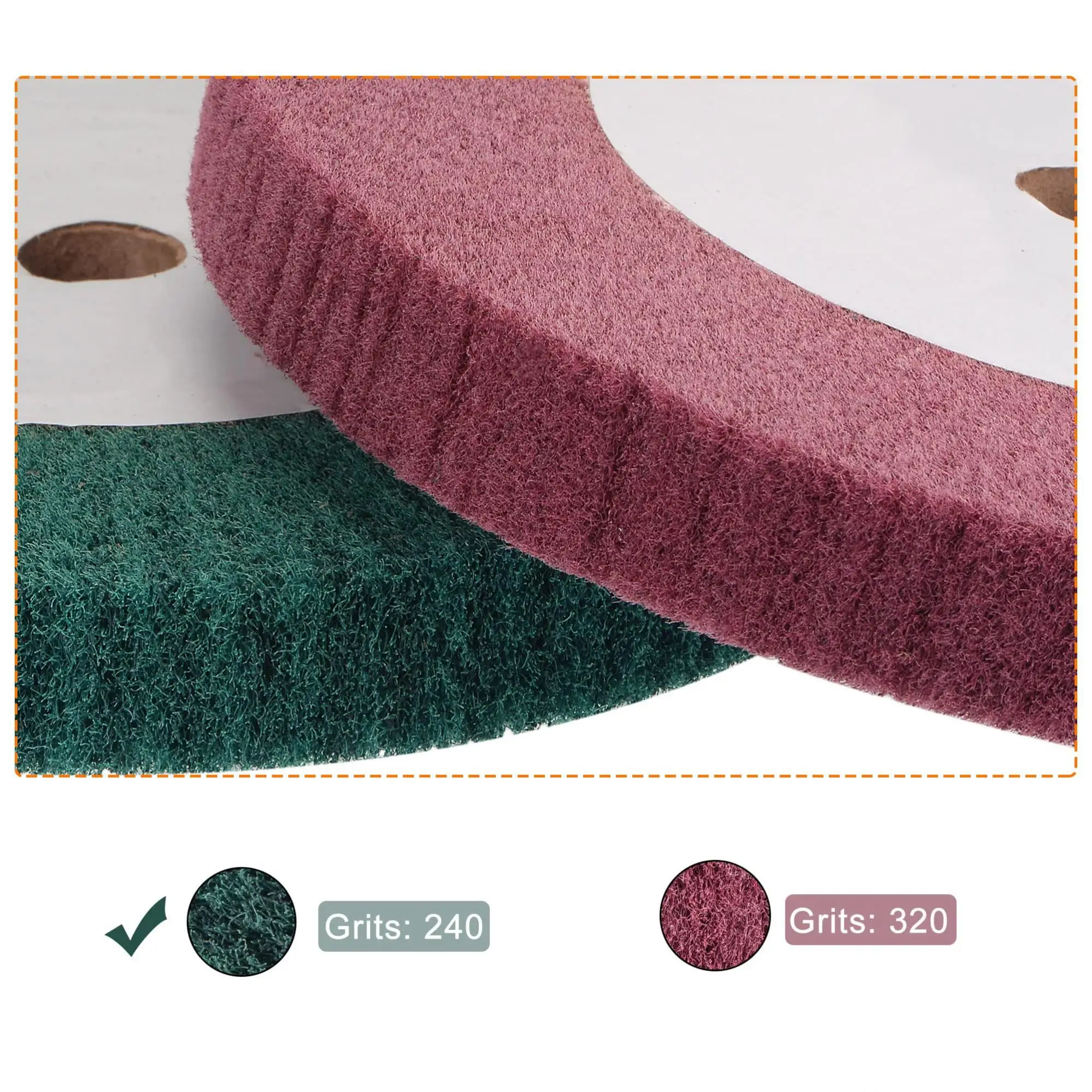 200mm x 25mm 180 ruote per molatura e lucidatura in fibra di Nylon a grana ruote per spazzolatura in acciaio inossidabile per metallo in acciaio inossidabile