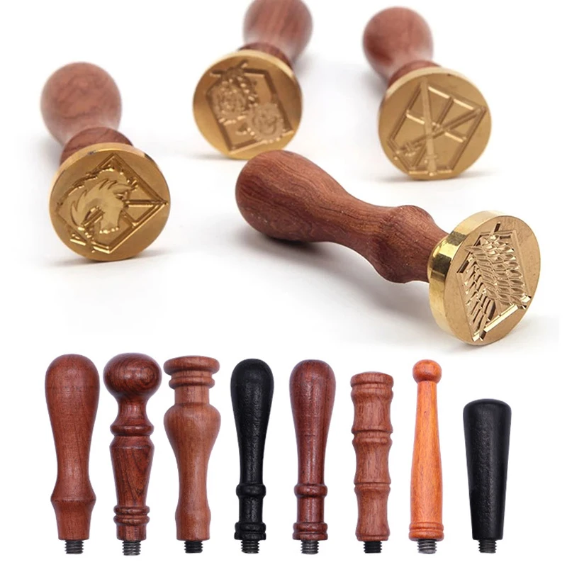 New Sealing Wax Spoon Wood Handle Fire Paint Seal Wax Seal Stamp Square Wooden Handle Documents Envelope Decoration DIY Gifts