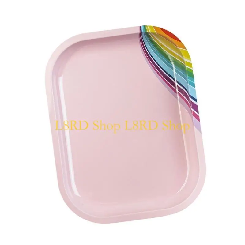 L8RD Manicure Tool Display Board Rectangle Shaped Stainless Steel Art Palette for DIY Enthusiasts Makeup Studio Tool