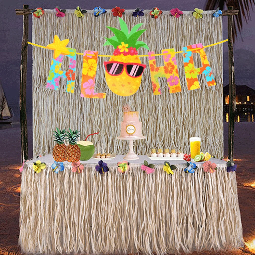 1Pc Hawaiian Aloha Party Decoration Aloha Pineapple Banner for Tropical Luau Summer Beach Pool Welcome Party Decoration Supplies