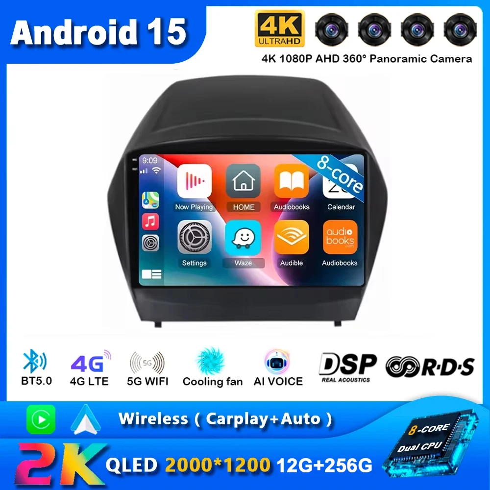 

Android 15 WIFI+4G Carplay Auto DSP 2din Car Radio Multimedia Video Player Navigation GPS For Hyundai Tucson 2 LM IX35 2009-2015