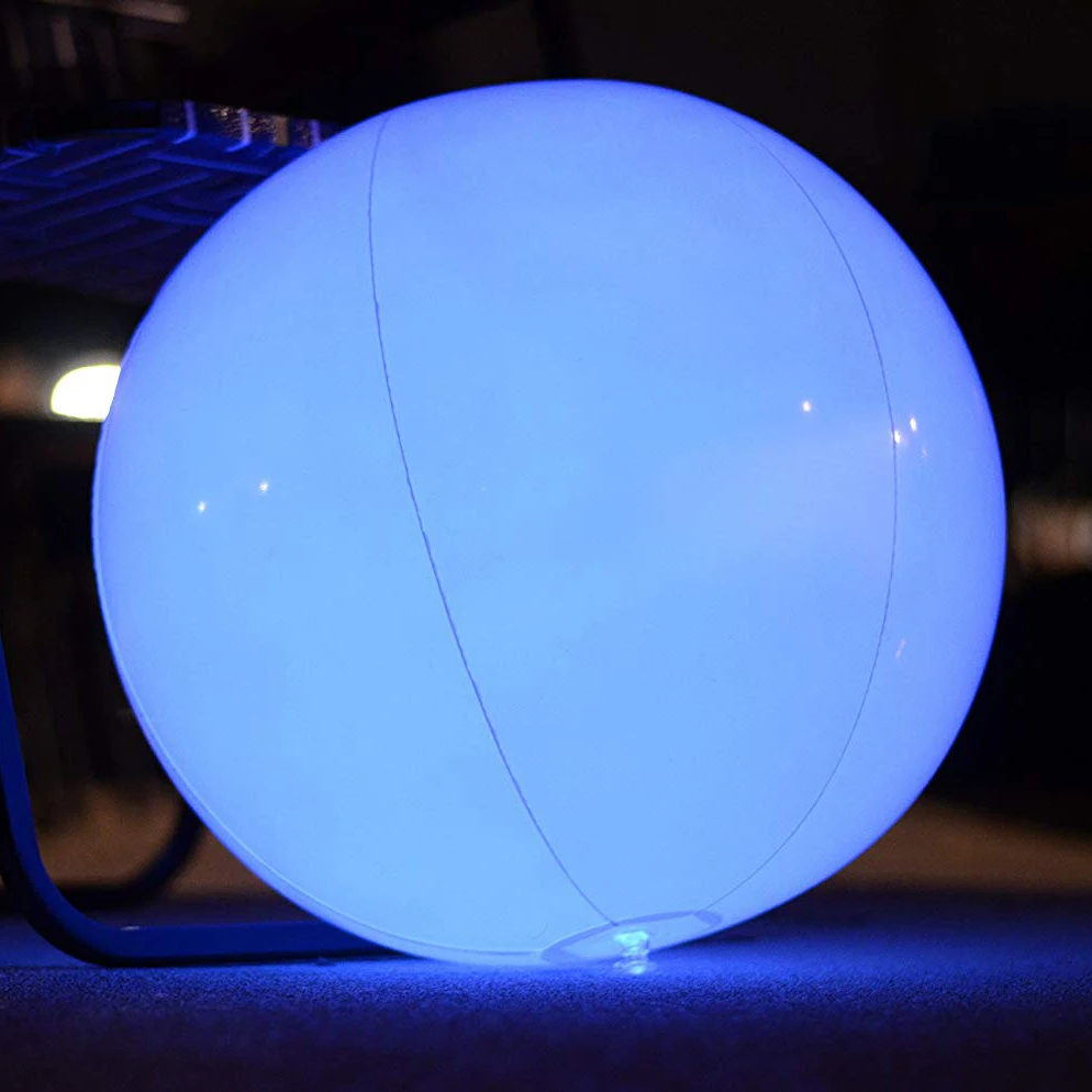 ลูกบอลชายหาดเป่าลมพีวีซีเรืองแสงควบคุมด้วยรีโมทพร้อมไฟเปลี่ยนสีได้ 16 สี ของเล่นเพื่อความบันเทิง