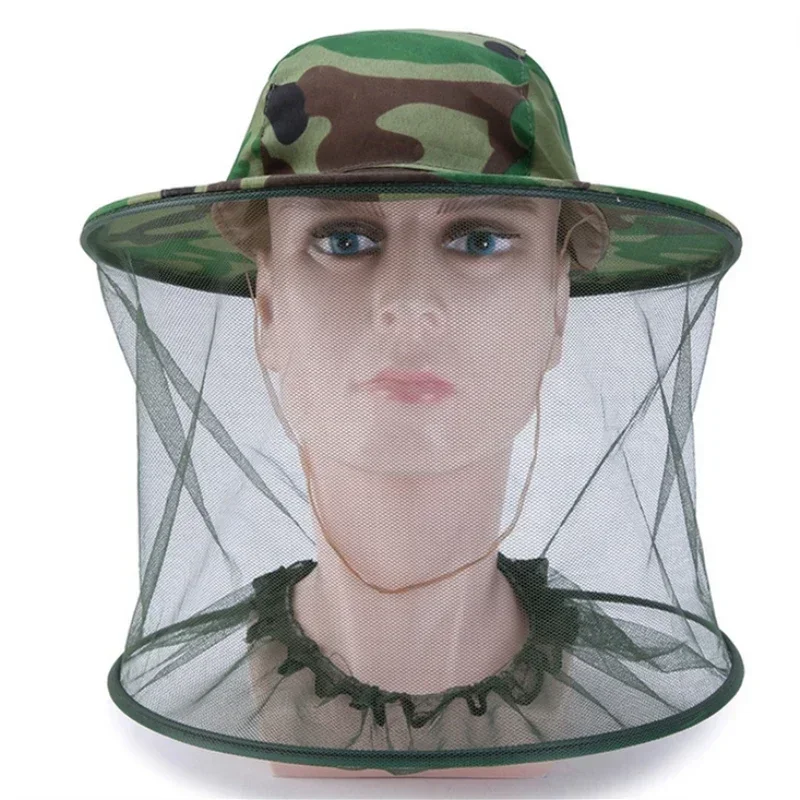 Pick Honey Fishing Mesh Cap Camo Outdoor Camping Hiking Nets Cap Summer Sunshade Mosquito Bite Prevention Hat Cap