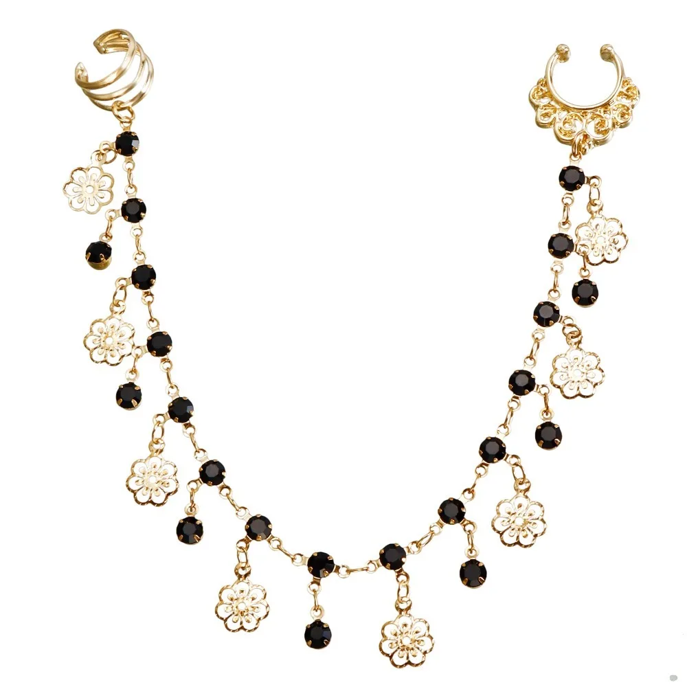 

Body Jewelry Earring with Nose Ring Punk Fashion Nose Clip Rings Fake Nostril Piercing Clip Gold& Black Metal Nose Clip Women