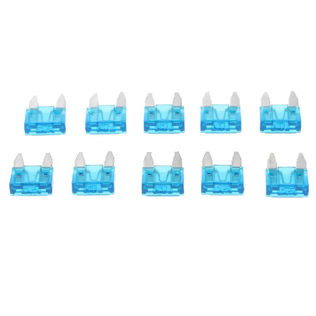 Mini Blade Fuse 15A Car Fuse Set Blue Coded Protection Plastic Zinc Universal Fuse Box for Motorcycle Auto Parts