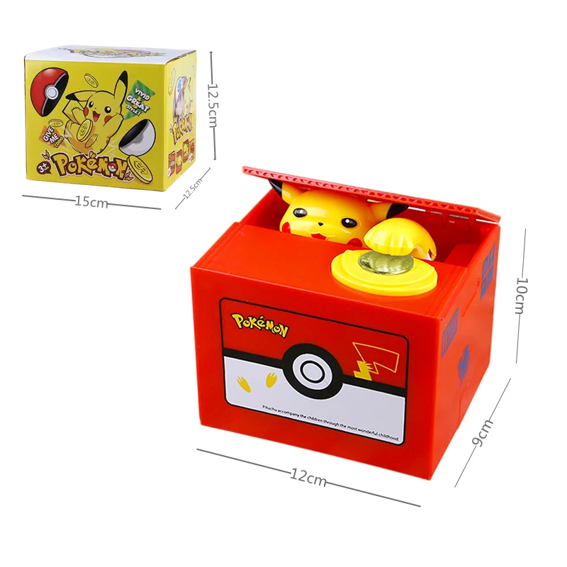 Pokemon Pikachu Coin Piggy Bank with Music Stealing Money Box Action Figure Toys Electronic Money Saving Box Kids Gift