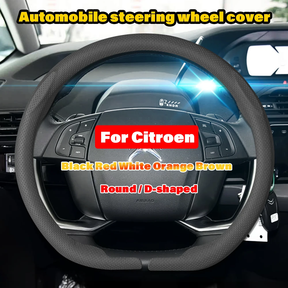 

Leather Car Steering Wheel Cover for Citroen C4 C3-XR C5 Aircross C6 C-quatre Picasso C-Elysee C4L C3L Emblem Custom Accessories