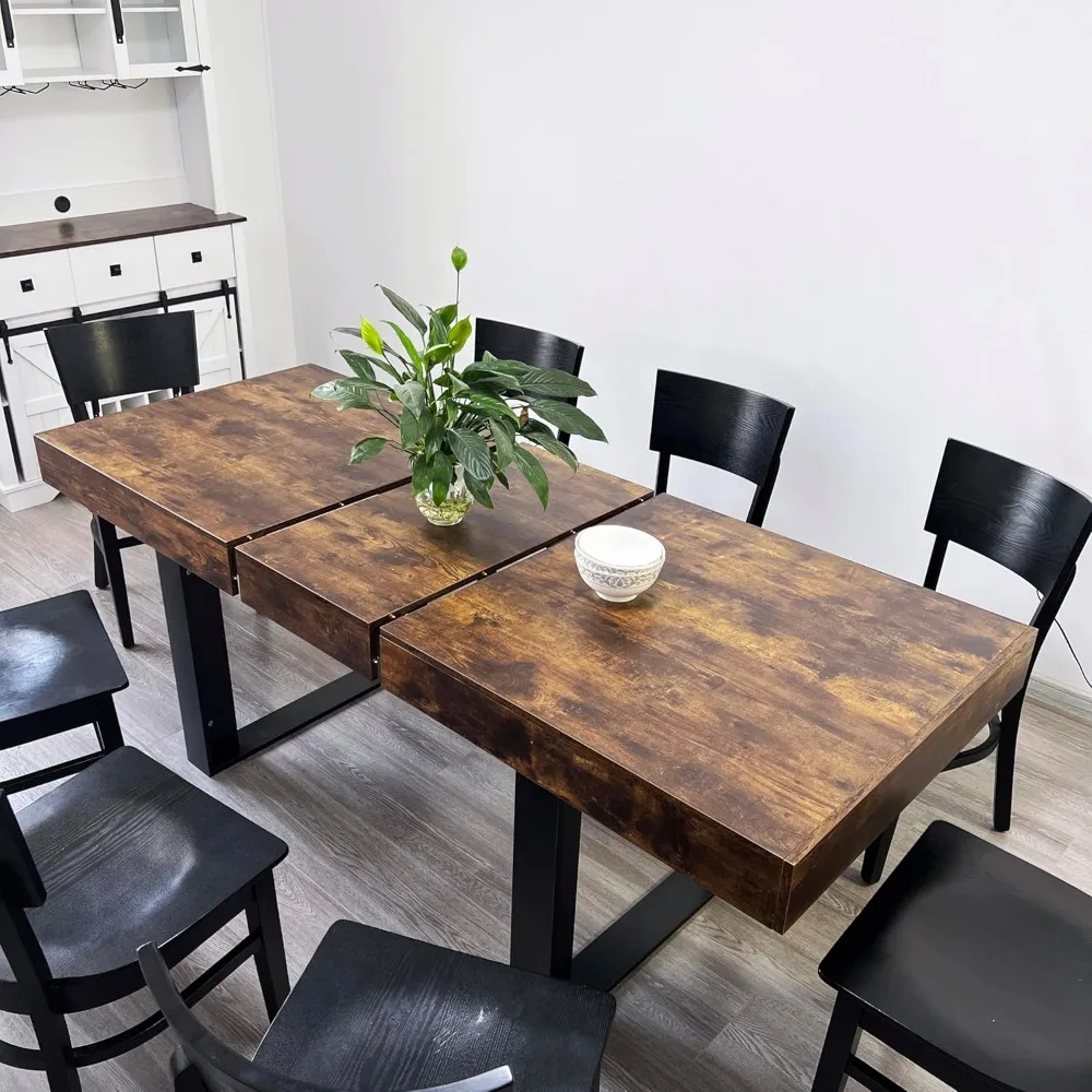 62.99"-78.7" Extendable Dining Room Table for 6 8 10, Modern Farmhouse Wooden Kitchen Expanding Table, Long Large Expandable Din