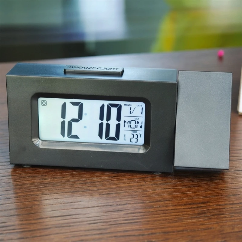 Bedroom Alarm Clock with Projection Time View LCD Backlit Temperature Display