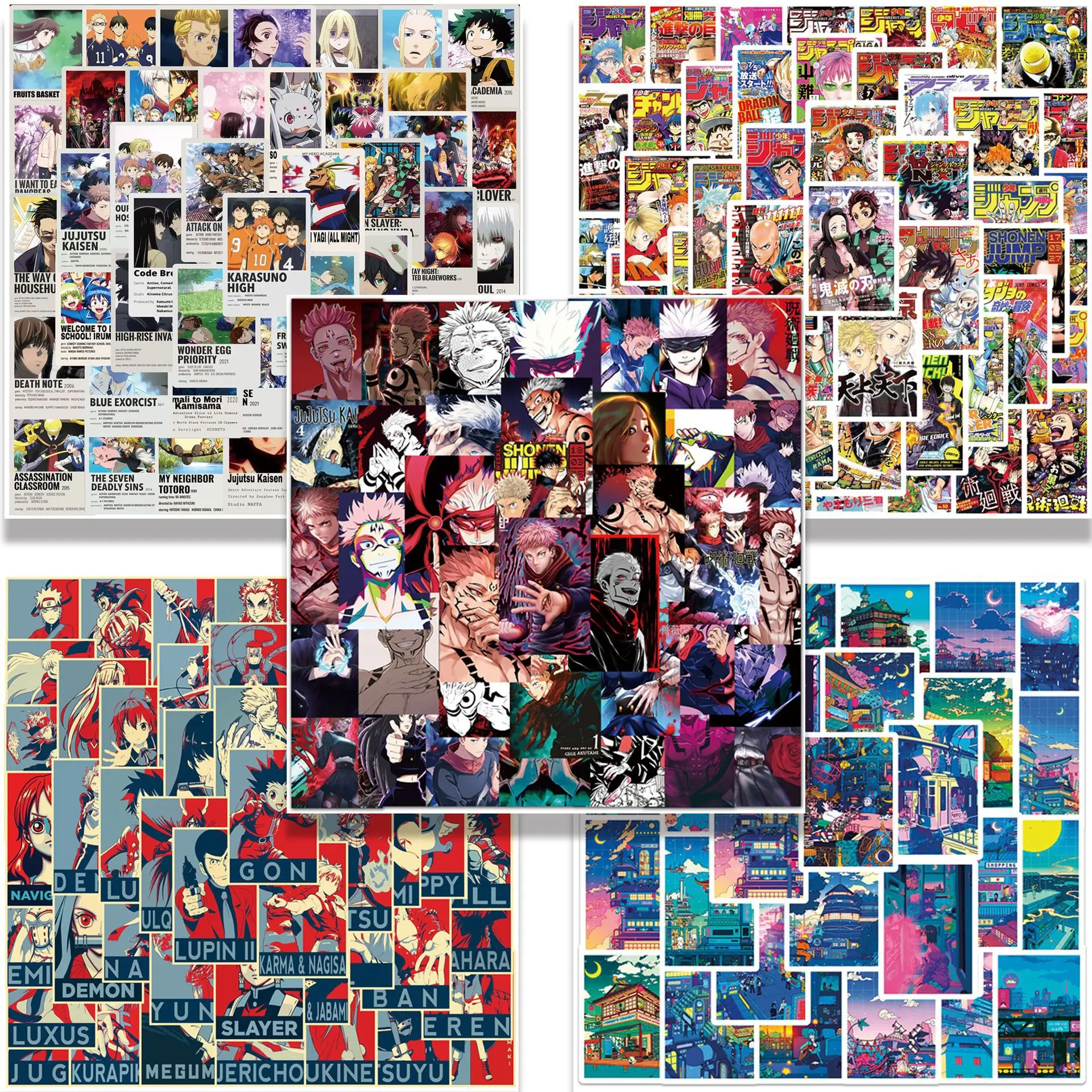 

2023 New 50 Pieces of More Than Anime Style Posters Cool Graffiti One Piece/Naruto/Ghostbustersグラフィックステッカー Kawaii Stickers