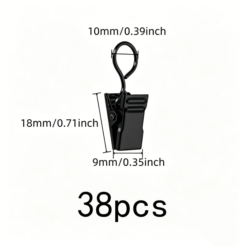 Easy Curtain Install Metal Circle Hangers, 38 pcs, Home Decoration, Firm Non-Slip Hold for Bathroom Shower Panel