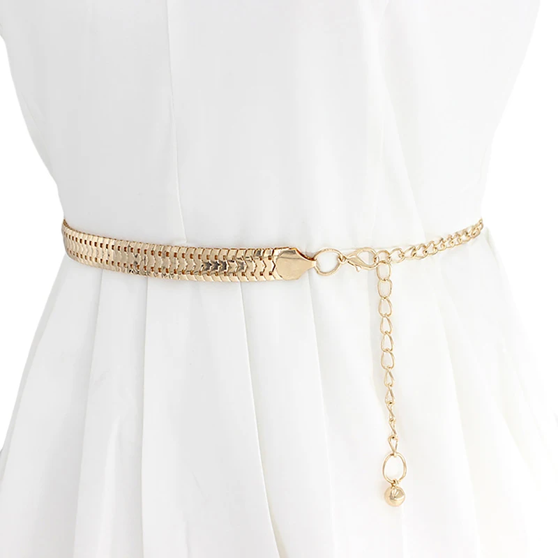 New Fashion Simple Chain Belt Women Lady High Waist Gold Belts Waistband For Party Jewelry Dress Metal Chain Belt