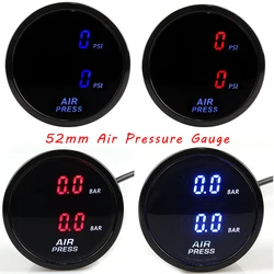 52mm Digital Dual Reading Air Pressure Gauge 12V Car Bar Turbo Boost Gauge Red Blue LED Air Ride Air Press with Sensor