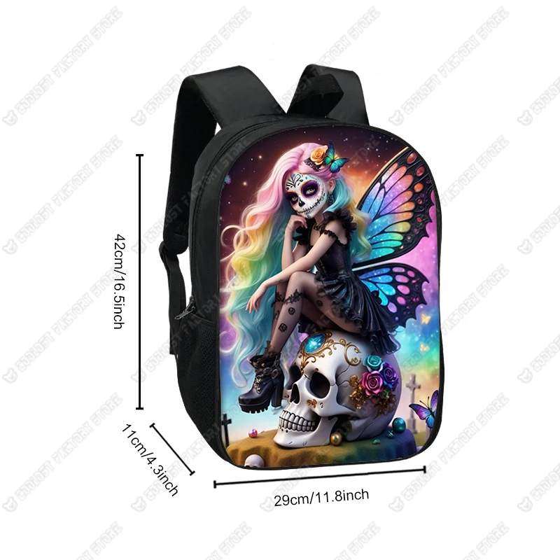 Dark Gothic Skeleton Fairy Elf Graphic Print Backpack Skull Women Rucksack Casual Daypack children School Bags for Teens Bookbag