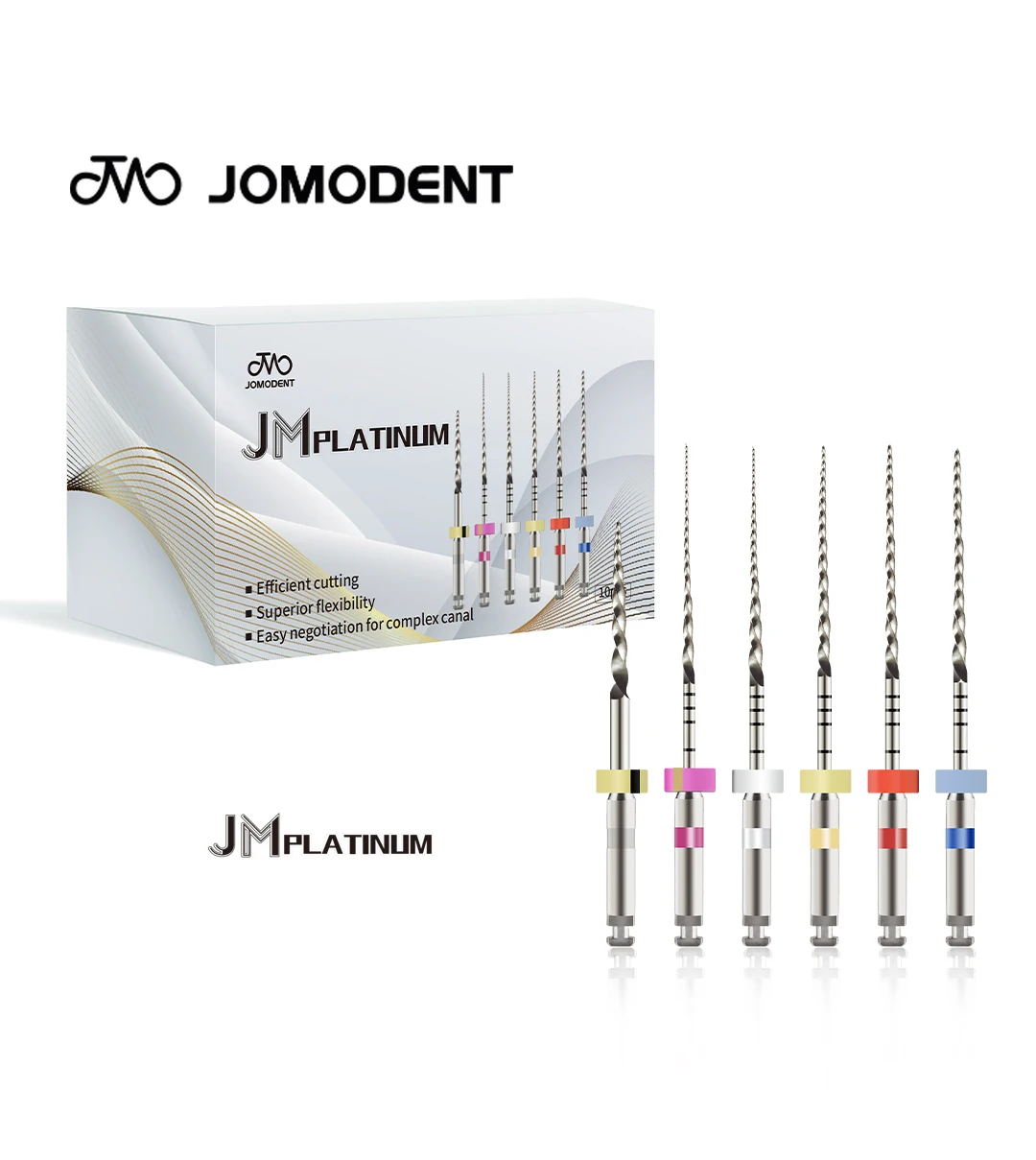 JOMO JM Platinum 6PCS Limas Rotatorias de Níquel Titanio para Conductos Radiculares Activadas por Calor Endomotor