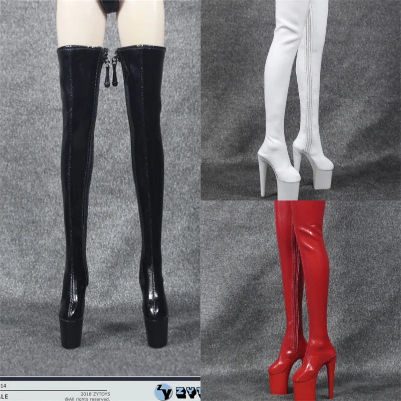 ZYTOYS ZY1014 1/6 Scale Female Side Zipper Ultra-long Tube High Heels Leather Boots Fit 12inch Action Figure Body Model Dolls