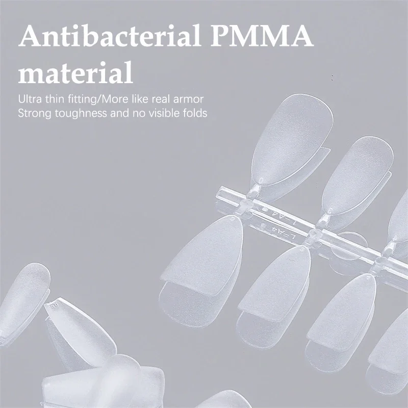 100 개/상자 가짜 손톱 투명 프레스 손톱 커버리지 가짜 손톱 팁 짧은 모양의 워터 드롭 손톱 용 전체 스티커