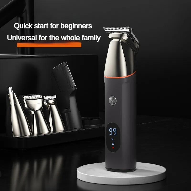 Electric Hair Trimmer Digital Display Multi-Function Six-In-One Hairdresser Clipper Nose Shaving Eyebrow Trimming Dual Charging