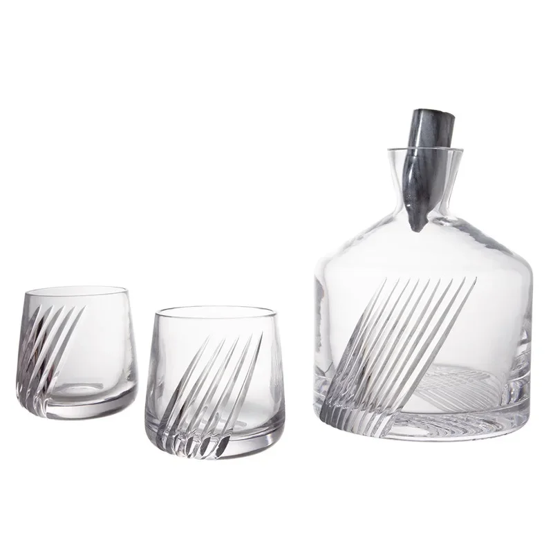 Marble cork crystal handmade wine set art thick bottom wine glass jug red wine