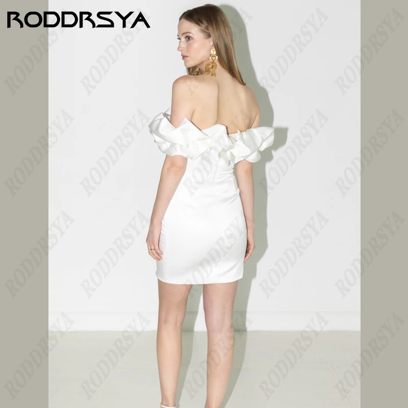 RODDRSYA-Robe de Mariée Courte en Satin Doux pour Femme, Col Bateau, Dos aux, Patients, ix, Sans Bretelles, FibrBeach, ÉducatifRobe de Mariée Courte en Satin Doux pour Femme, Col Bateau, Dos aux, Patients, ix, Sans Bre