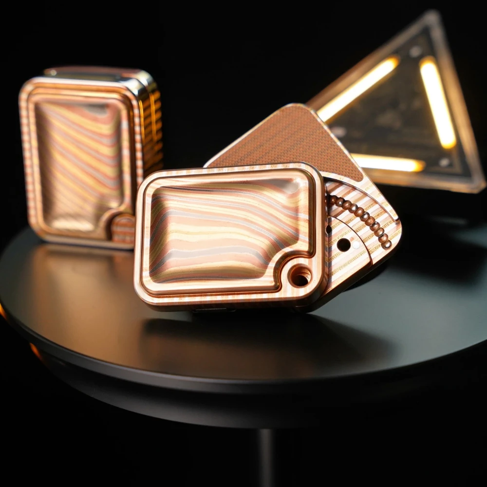 BPMODS Price Tag Mokume Side Slider Stress Relief Toy Metal Fidget Toys For Adults Anxiety Relief Gadgets EDC Pocket Toy
