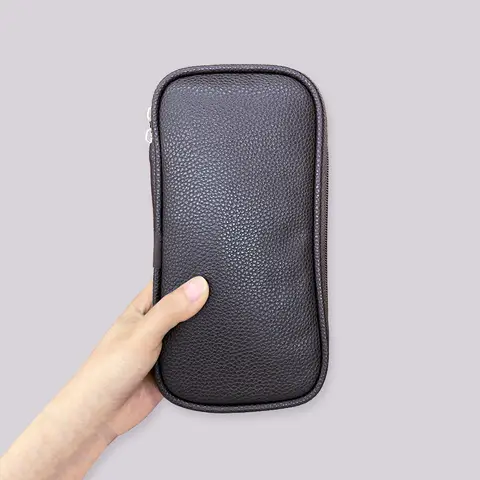 Makeup Bag Travel Cosmetic Bag Portable Foldable Roll-Up Brush Holder Zipper PU Leather Case