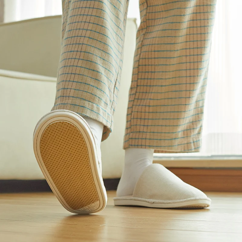 UTUNE Cotton Linen Slippers Autumn Winter Mute Light Soft Sole Flat Home Comfortable Slides Indoor Breathable Warm Outdoor Shoe