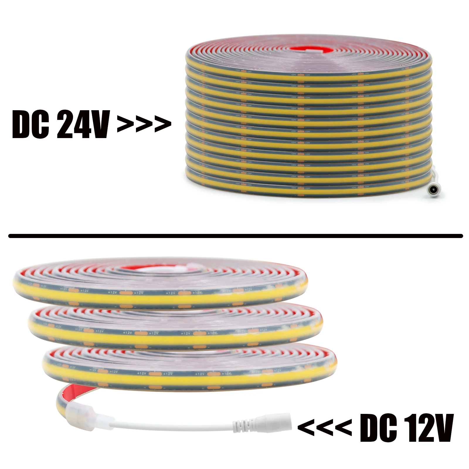 IP68 شريط ضوء COB مقاوم للماء بالكامل 12 فولت 24 فولت 3000 كيلو 4000 كيلو 6000 كيلو شريط مرن PCB أسود لتزيين حوض السباحة في الهواء الطلق والحديقة