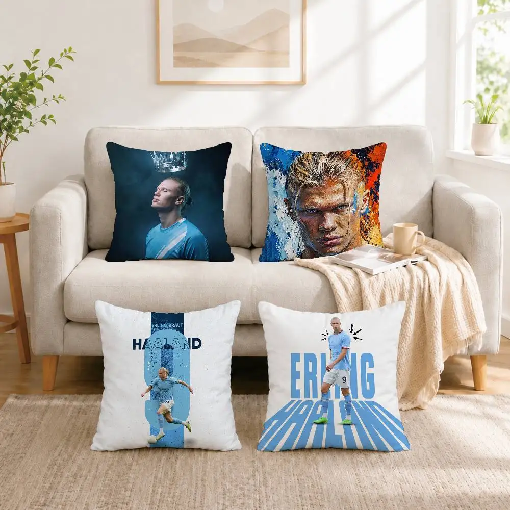 

Young football star Erling Braut Haaland Square Double-Sided printed Pillow Case Bedroom Bedside Pillow Sofa Cushion Cover Gift