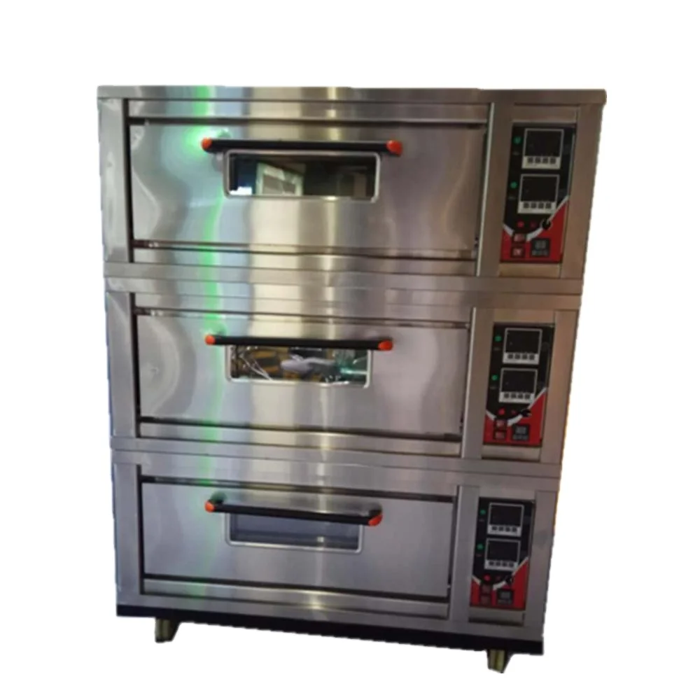 3 Layer bakery machinery 9 deck gas baking industrial pizza oven