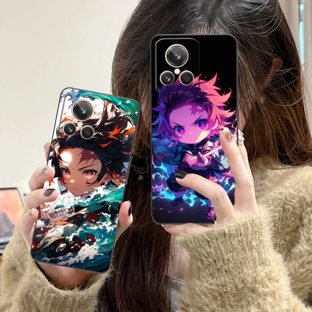 Demon Slayer Tanjiro Mobile Phone Case for Realme GT 2 9i 8i 7i Pro X50 X2 C35 C21 C20 C11 C3 Black Soft Phone Cover Shell