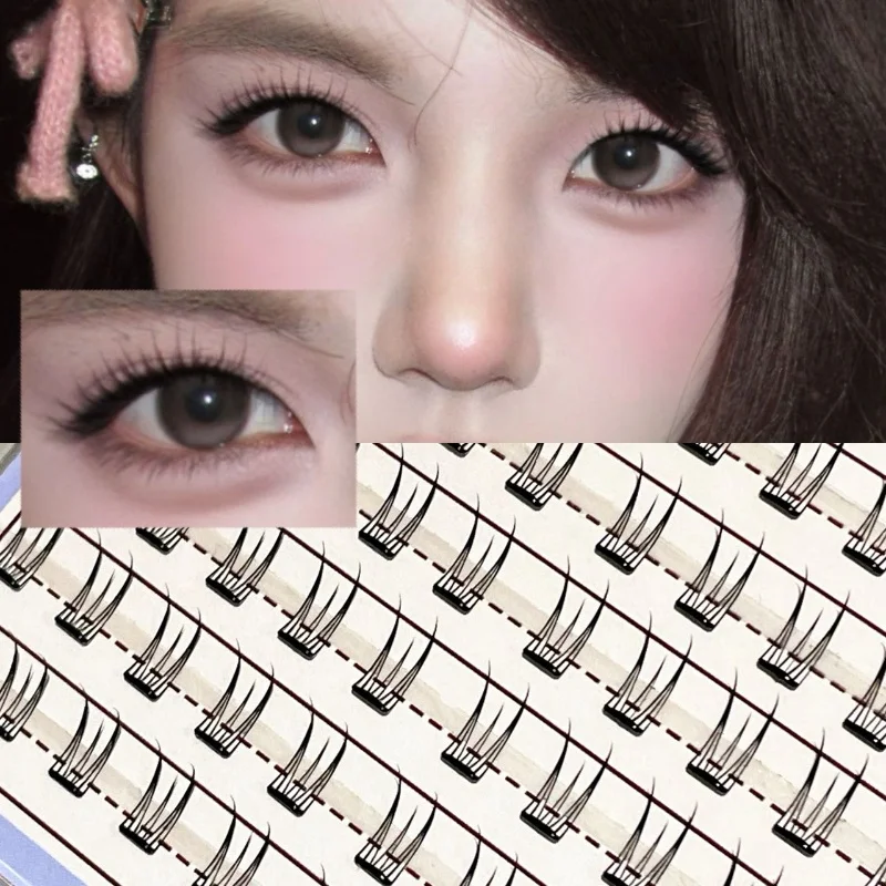 Mixiaohe Glue-Free Thin Slice Lashes 4 Styles Sheer Lightweight Distinct Lash Strands Camera Ready for Light & Bold Makeup