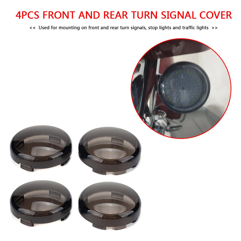 

LED Turn Signal Indicator Smoke Lens Cover Front Rear for Harley Sportster 883 1200 Glide Dyna Fatboy