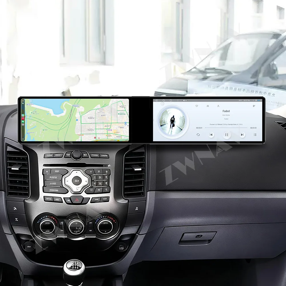 Para Ford Ranger 2008-2012, Player Multimídia GPS para Carro com Tela Dupla HD de 12.3" Android 13, Acessórios Internos, Unidade de Estéreo