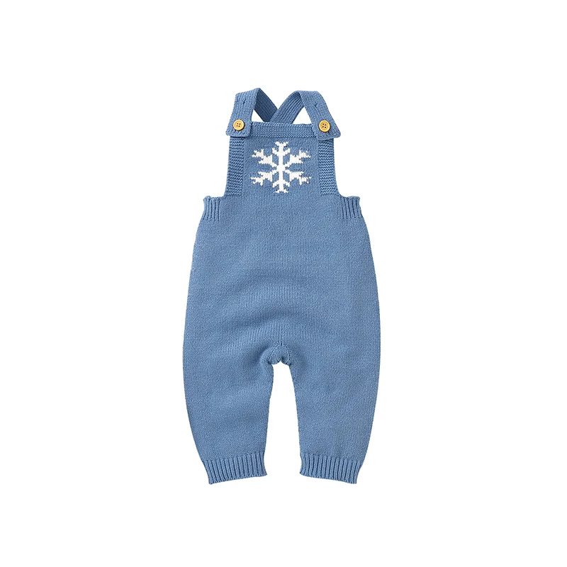 High Quality Crossed Spaghetti Straps Knitwear Snowflake Baby Romper For 0-18M Newborn Jumpsuit Bodysuit For Spring &Autumn