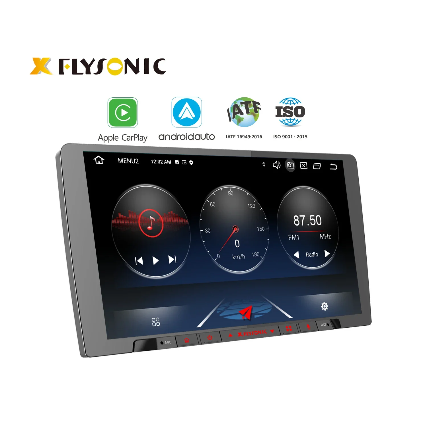 Flysonic new model ODM/OEM carplay screen Android 10 System 9 inch car stereo player  2 din dvd player Android Car Radio