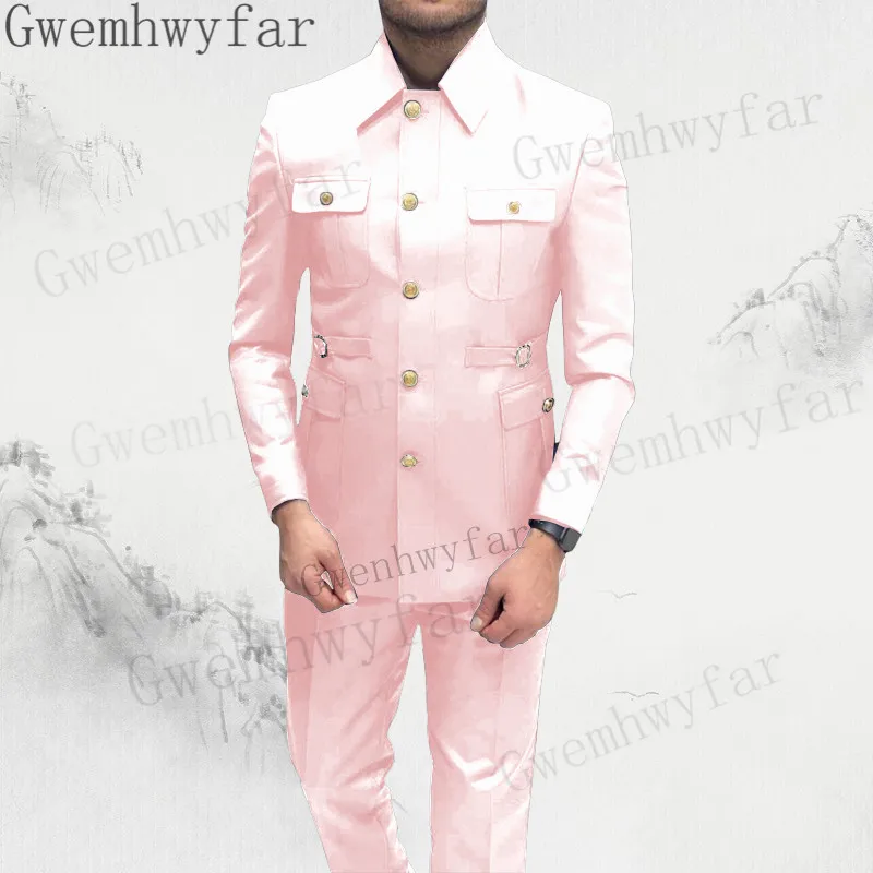 Gwenhwyfar Blazer Sets Male Suit Costumes For Men Formal Social Set 2 Pics Coat Pants Latest Design Prom Dress Gentleman Clothes