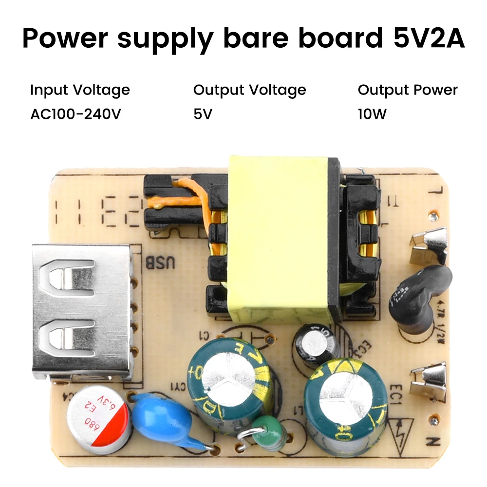 AC100-240 to DC5V 2A 10W AC-DC Switch Power Module Power Adapter Bare Board USB