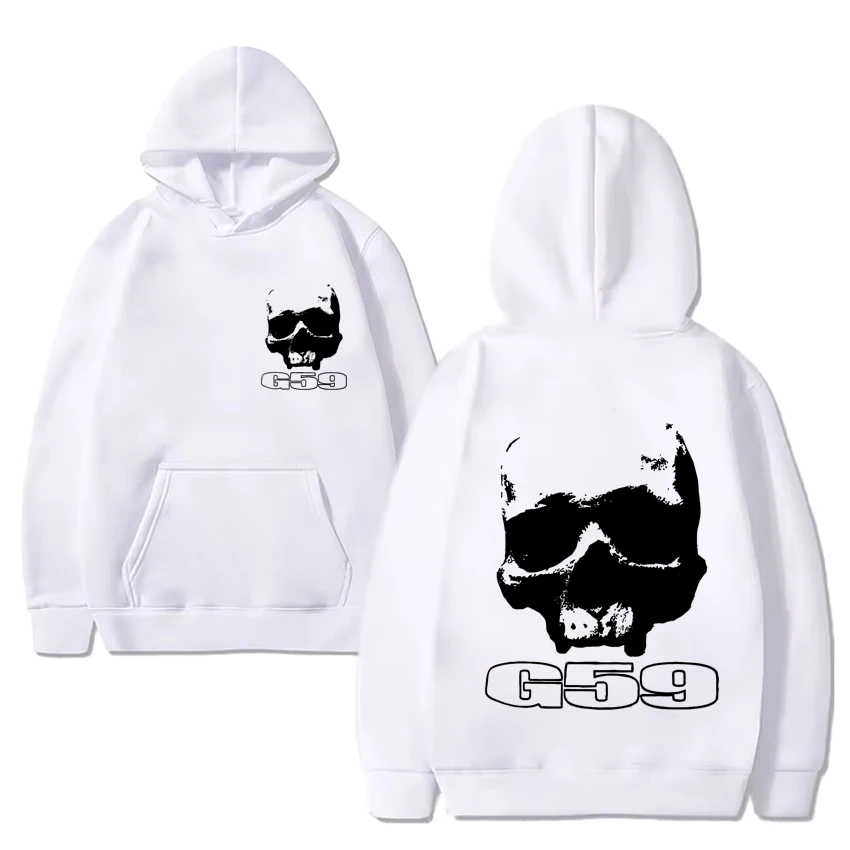 Sudadera con capucha con estampado de calavera para hombre y mujer, Jersey Unisex de manga larga con forro polar, vintage estilo Hip Hop, banda G59 Grey Day Tour, novedad