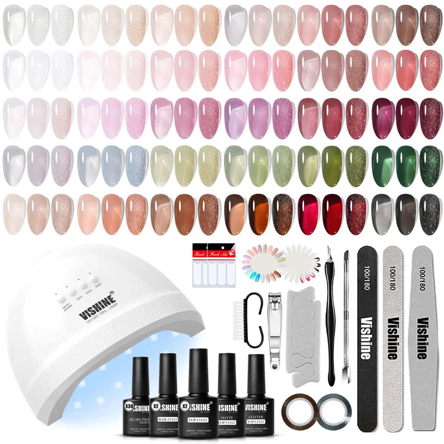 

UV LED Nail Lamp Gel Kit, 36Pcs Translucent Jelly Gel & Top Coat for DIY Manicure
