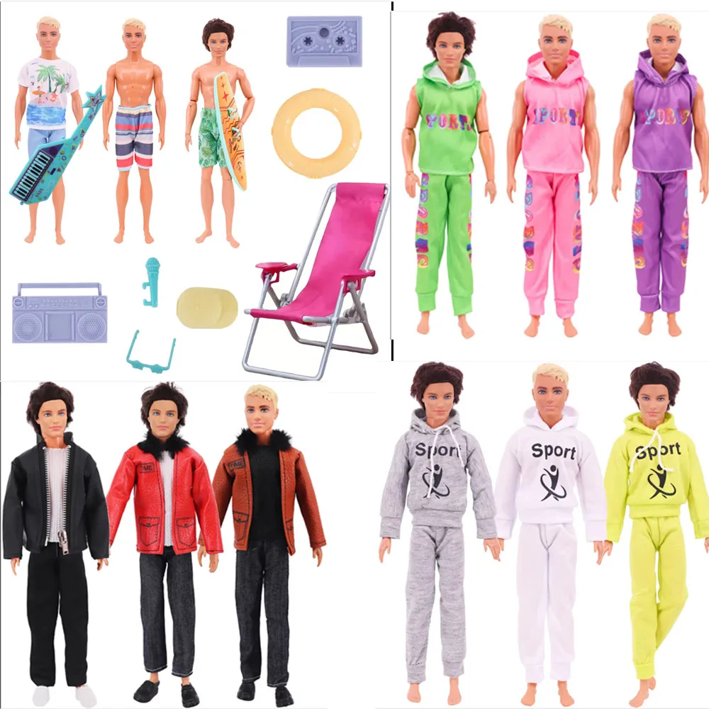 セットケン人形服靴サーフボードメガネギターバイオリンスケートボードヘッドセット人形アクセサリー子供のおもちゃ誕生日ギフト