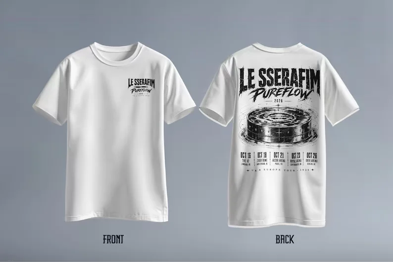 LE SSERAFIM 2026 PUREFLOW Summer Men's and Women's Parent Child Pure Cotton T-shirt Comfortable, Breathable High Quality Ins Y2k