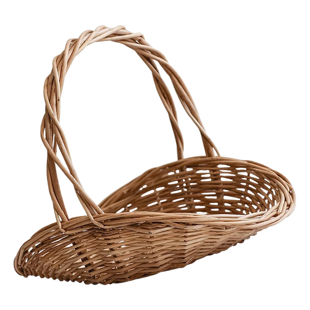 

Natural Handwoven Rattan Basket Spacious Portable Picnic Fruit Vegetable Flower Carrier Perfect for Outdoor Gatherings Gardening