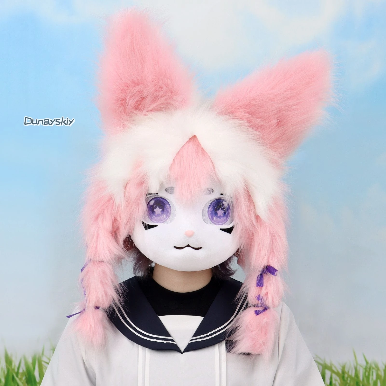 New Fursuit Mask Furry Cosplay Kigurumi Bunny Doll Ears Headwear Cute Lolita Kig Head Anime Animal Costume for Adults Kids
