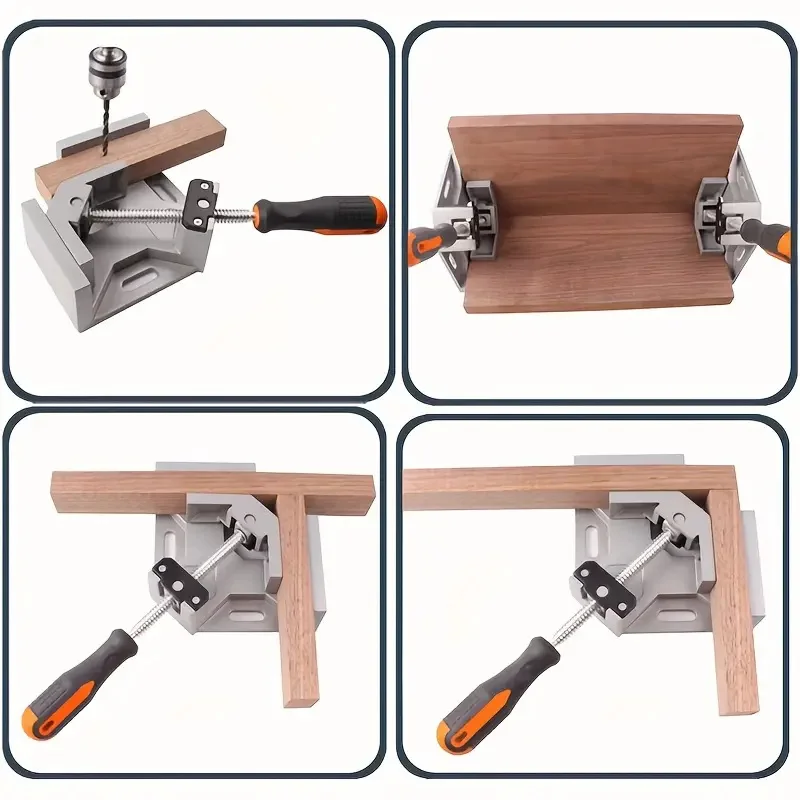 1pc 90 Degree Right Angle Clamp Single Handle Angle Clamp Adjustable Aluminum Alloy Woodworking Picture Frame Vise Stand Tools