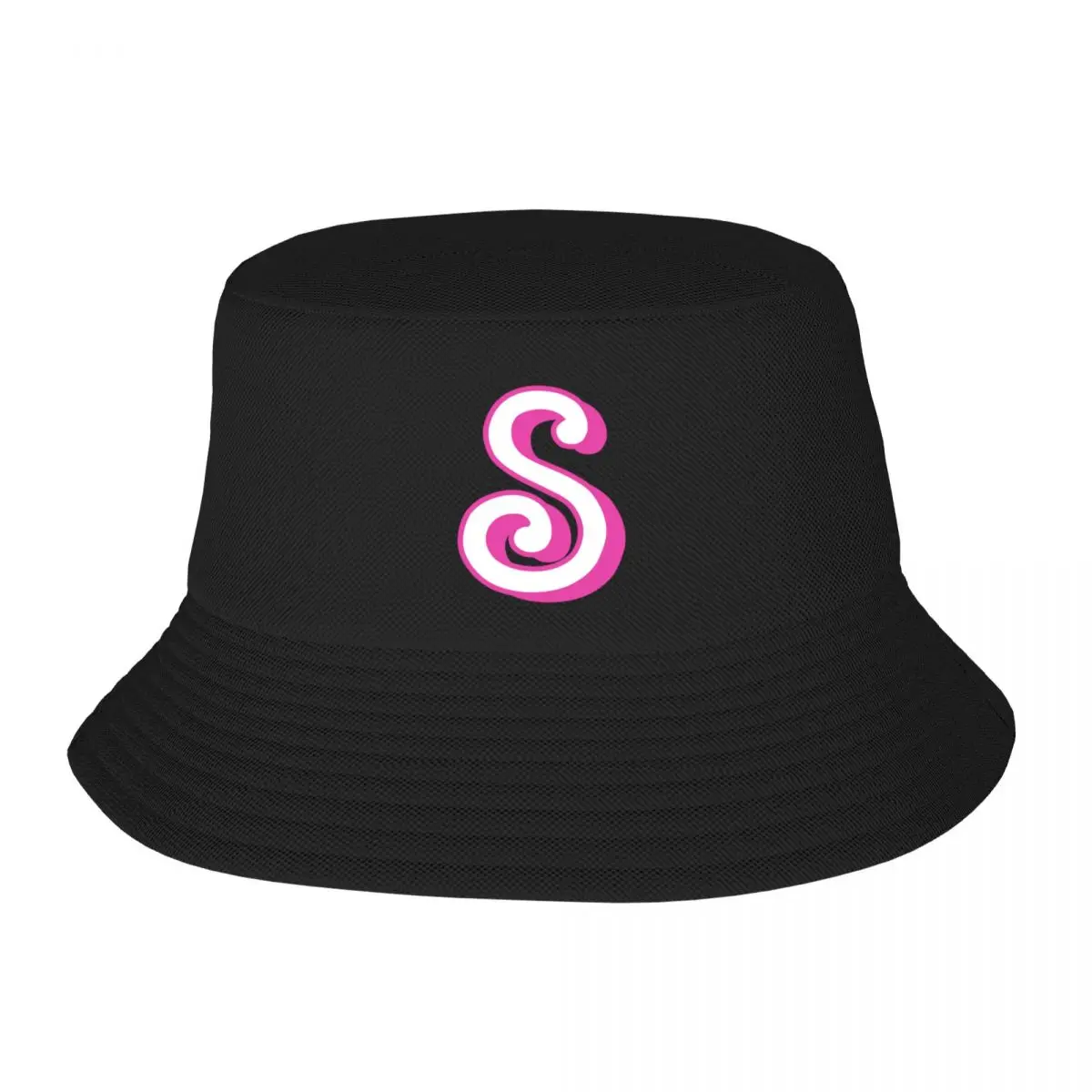 Bubble Pink Letter S - Monogram - Initial - Alphabet Bucket Hat cute hiking hat party Hat Men Luxury Brand Women's