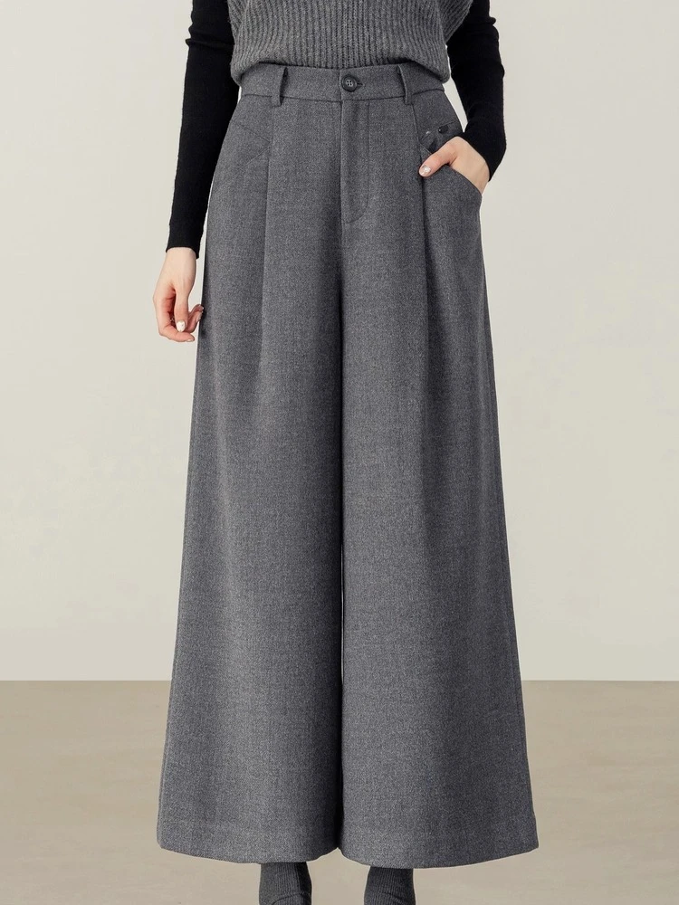 

SENTUBILA Women's Ankle-Length Pant 2025 Autumn Elastic Waist Pleated Trousers Loose Fit Office Commuter Bottoms 154K58799