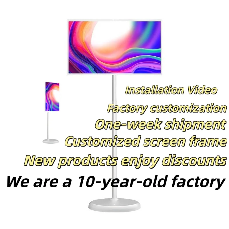Portable Touch Screen on Wheels 21.5/24/32 Inch Touch Screen Monitor Rechargeable Smart Display Lcd Monitor Touch Screen