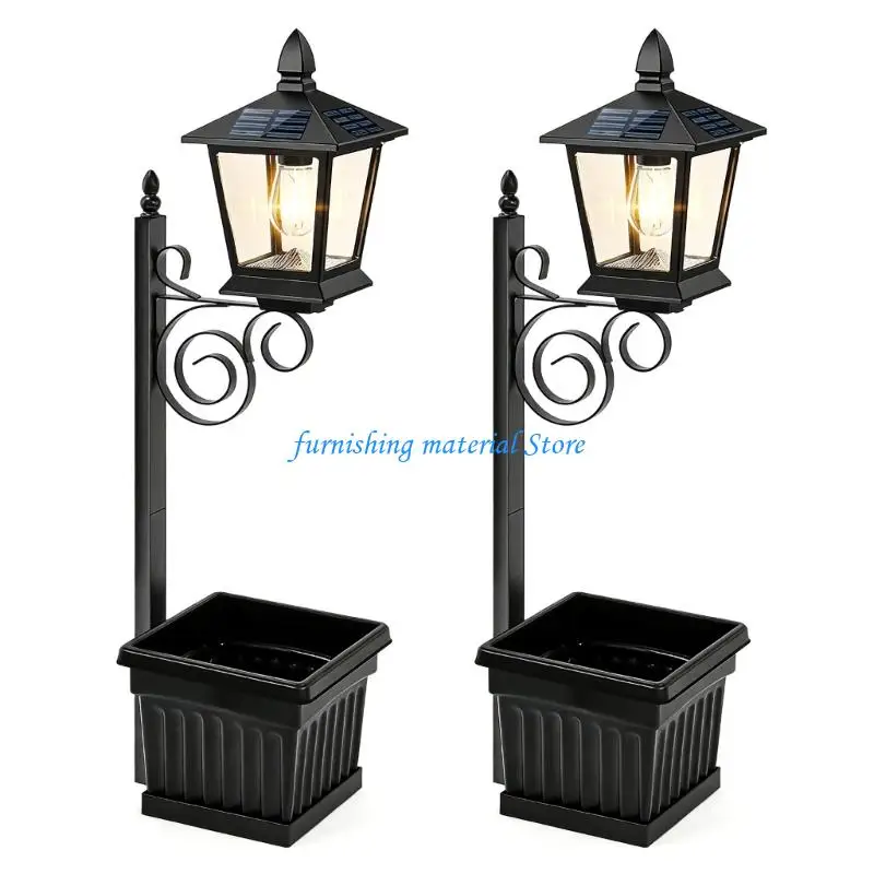 Y5GD Iron Solar Garden Lamp Integrated Planter Auto Lighting Solution For Patio Pathway Decorative Solar Lamp
